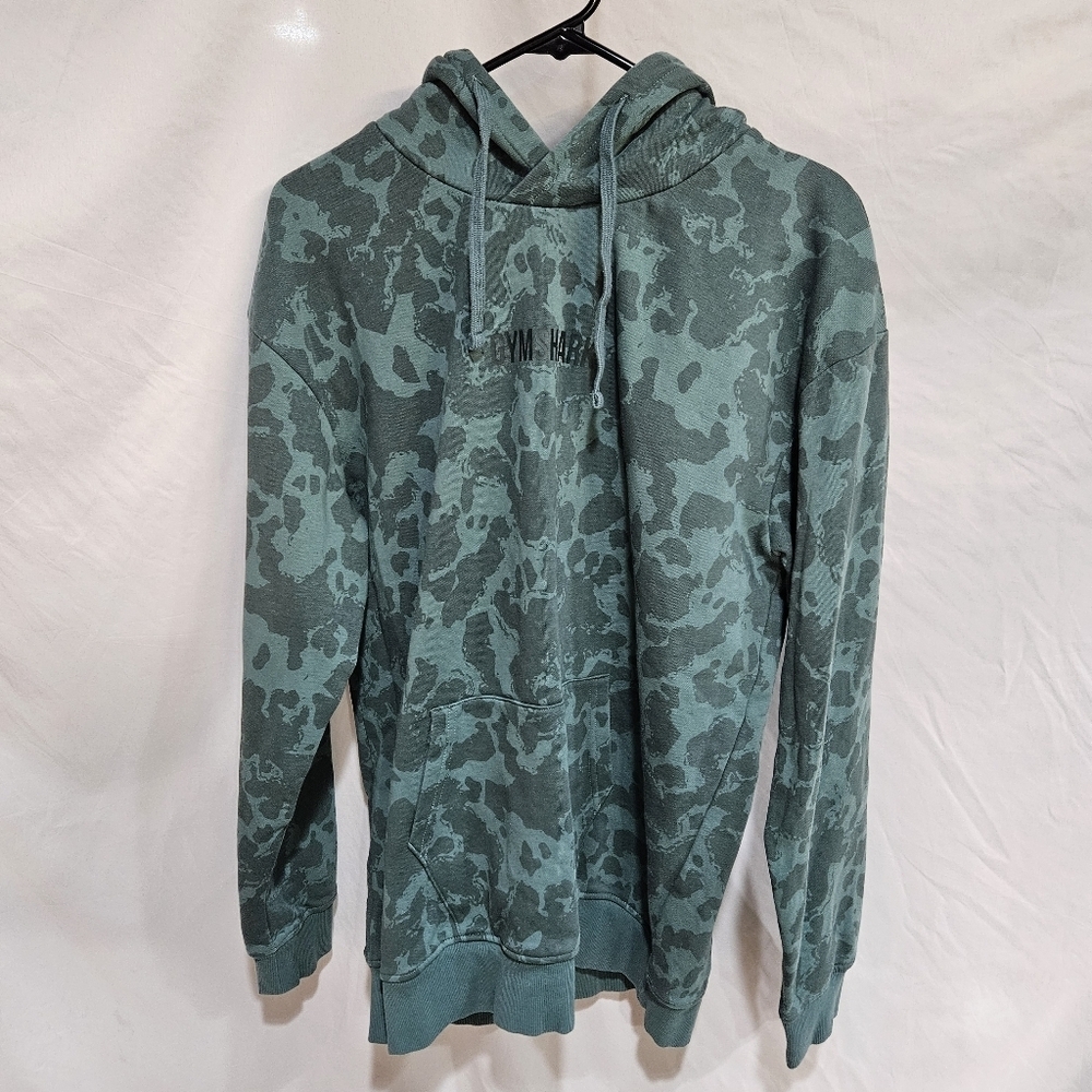 GymShark Camo Graphic Oversized Hoodie Green Size M EUC